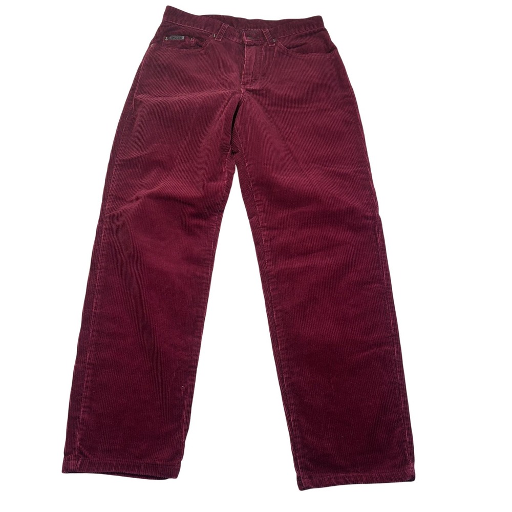 Vintage Lee Riveted Pants Womens 10 Red Corduroy Straight Leg Khakis 5 Pocket